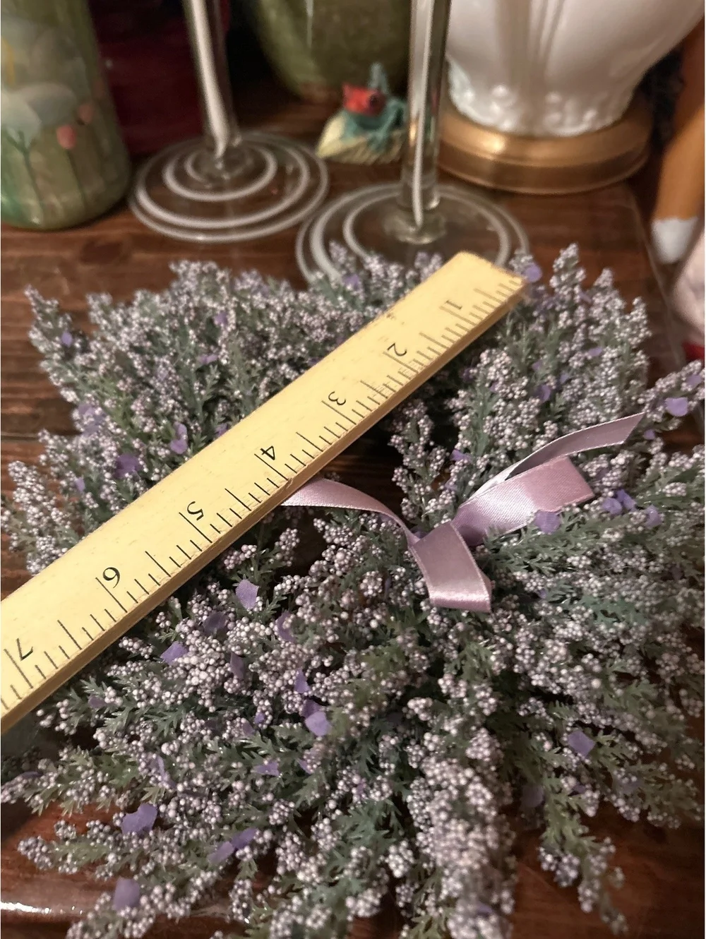 Heart-Shaped Lavender Wreath with Purple Ribbon